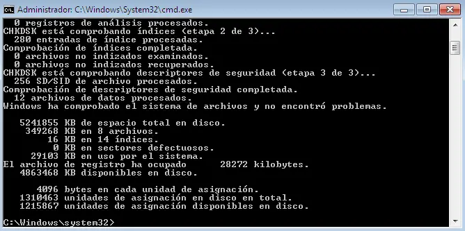 Comprobar errores en el disco duro con CHKDSK