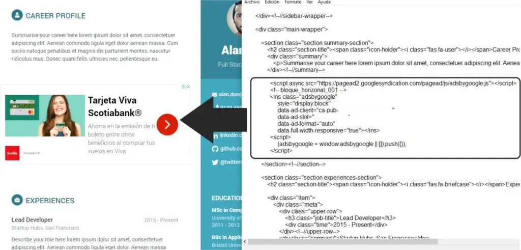 Crear un bloque de anuncios de adsense en html